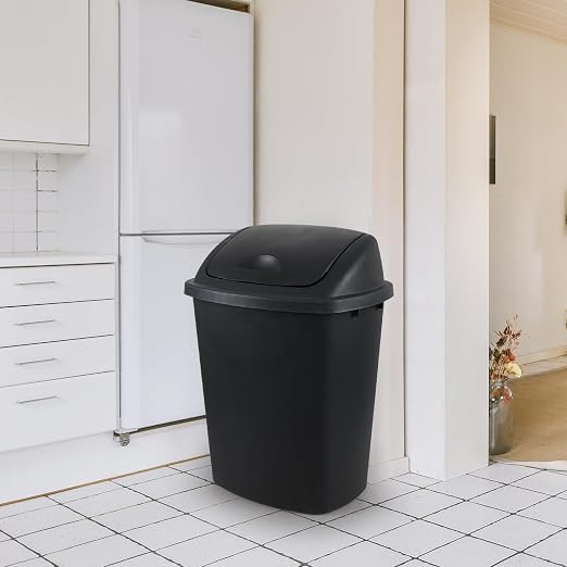 10 Gallon / 40 L Swing Lid Kitchen Trash Can, Classroom Garbage Bins, Plastic - Image 5