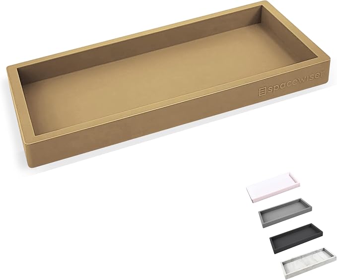 Countertop and Vanity Tray – Small 7.7" Silicone Soap Dispenser Trays, Flexible by Spacewiser