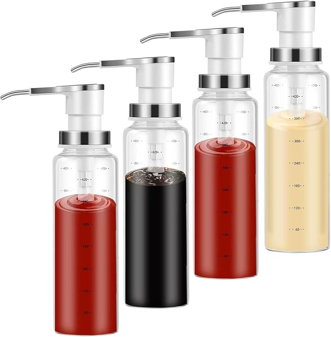 Sauce Pump Dispensers, Coffee Syrup Dispenser, 17oz Glass Bottle by Unknown