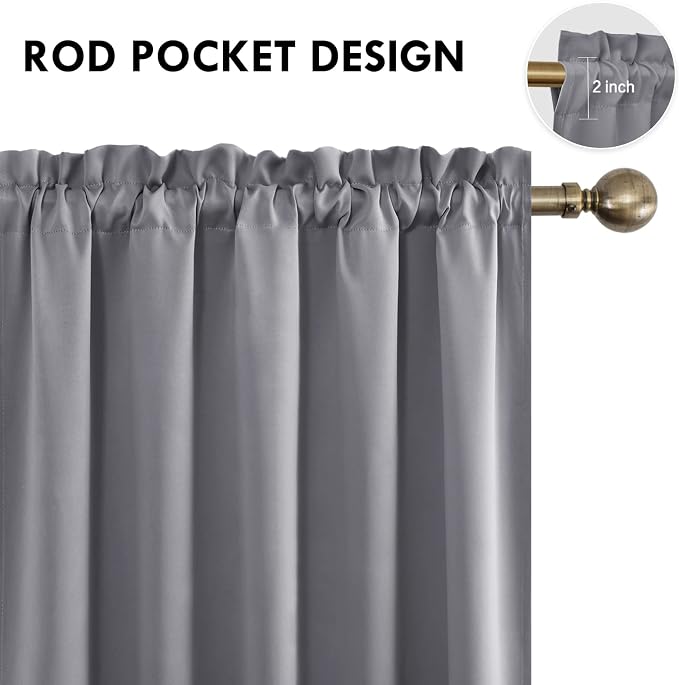 DWCN Grey Blackout Curtains for Bedroom, Thermal Insulated Energy Saving Room - Image 3
