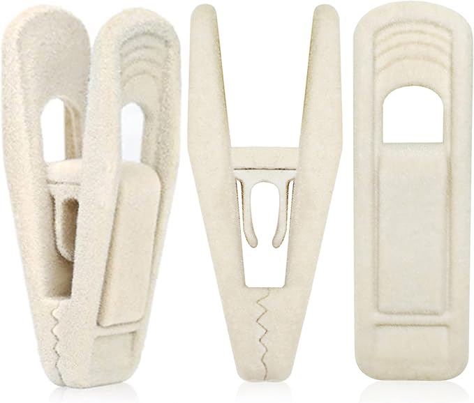 Beige Velvet Hangers Clips, Non-Slip Strong Velvet Clips by TOFIIGREM