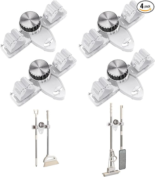 Mop and Broom Holder Wall Mount, No Punching Required Broom and Mop Organizer by Unknown