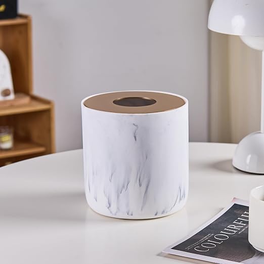 White Marble Textural Mini Trash Can - Image 3