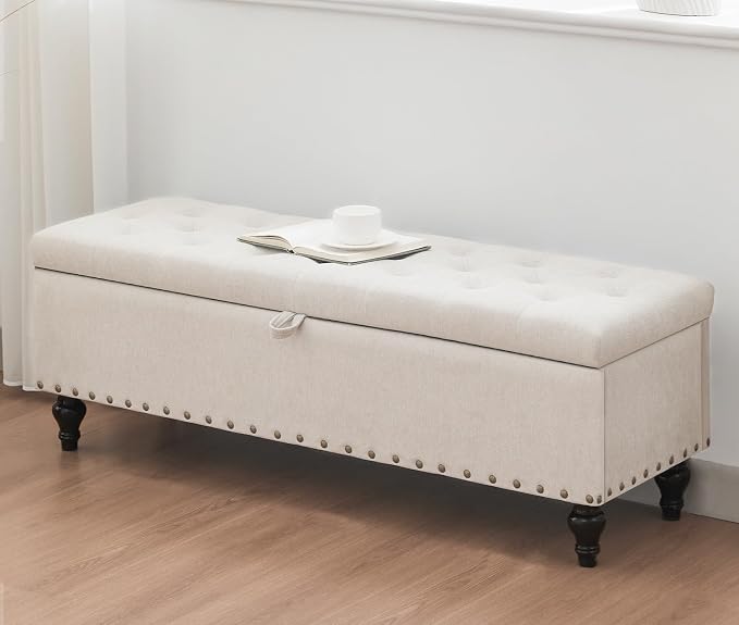 50" Storage Ottoman Bench, Tufted Ottoman by Mangodan