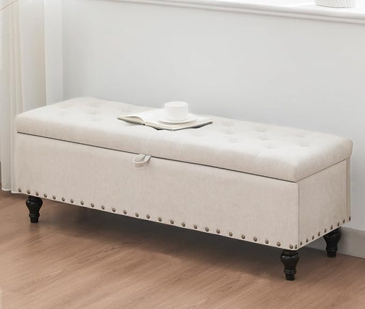 50" Storage Ottoman Bench, Tufted Ottoman by Mangodan