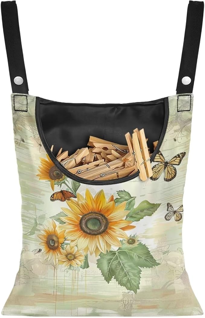 Sunflowers Butterfly Clothespin Bag Clothespin Bag by CREAMIC