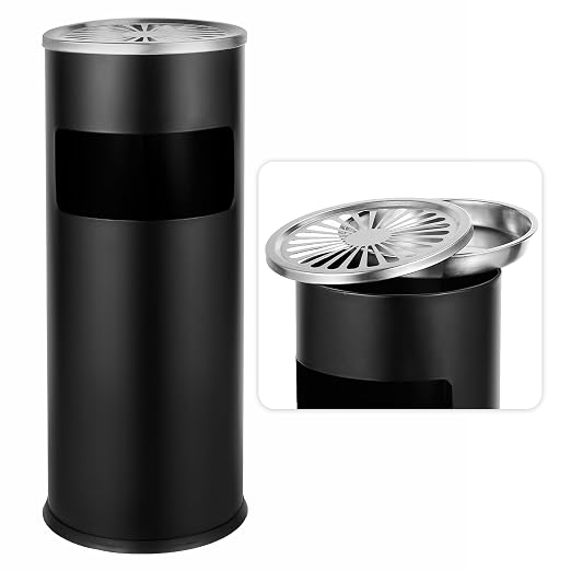 Trash Can Outdoor Waste Container Round Stainless Steel Trash Can by POWLAB