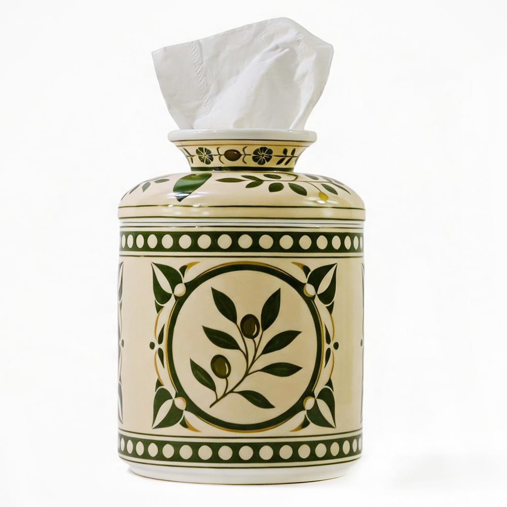 Ceramic Modern Tissue Box Cover,Round 6.7" Tissue Box Holder Dispenser,T...