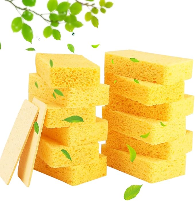 METUUTER 12-Count Cleaning Scrub Sponge- Compressed Cellulose Sponges by METUUTER
