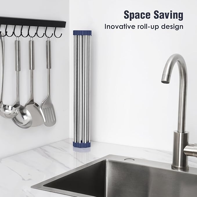 Tomorotec 17.7" x 15.5" Roll Up Dish Drying Rack Over Sink Drying Rack Sink - Image 3