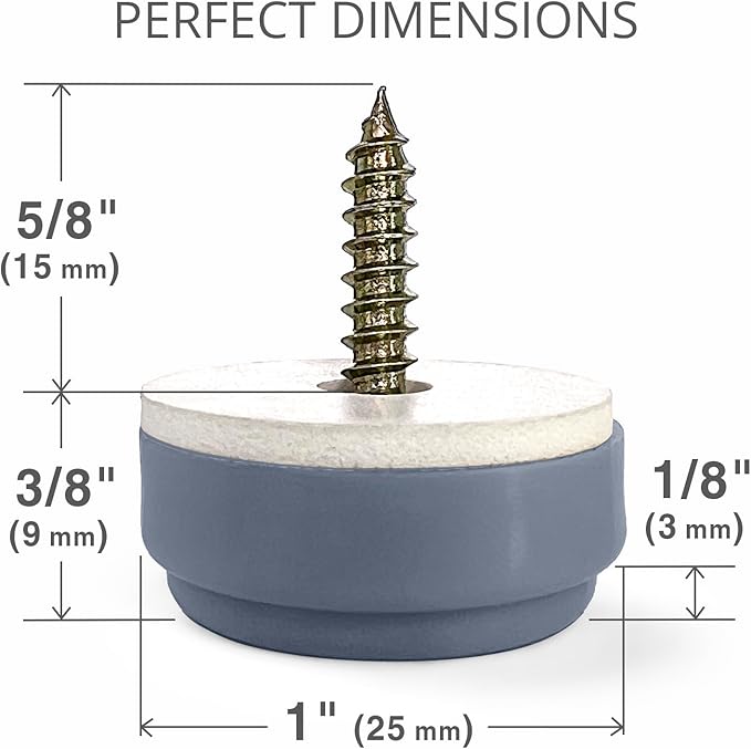 Chair Glides X-PROTECTOR – 16 PCS 1" Furniture Glides – Screw-On Chair Sliders - Image 2