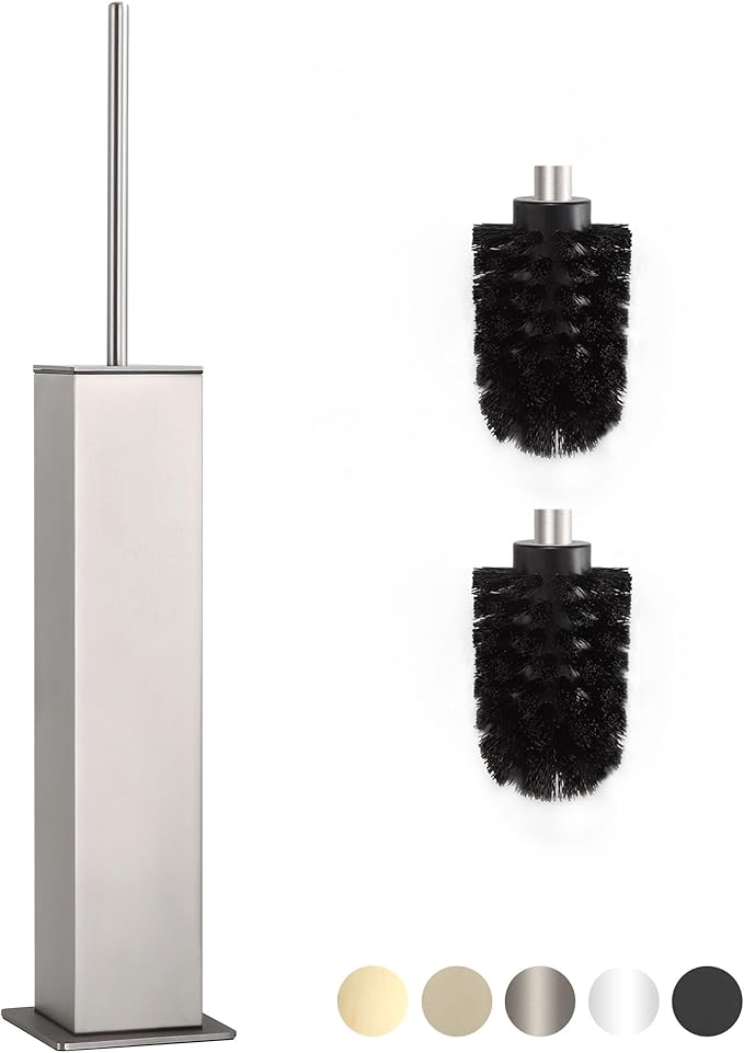 BVL Toilet Brush and Holder Set Brushed Nickel Stainless Steel 304 Square - Image 2