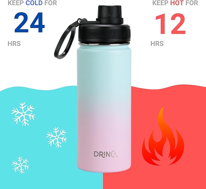 DRINCO Stainless Steel Water Bottle Spout Lid Vacuum Insulated Double Wall - Image 4