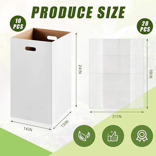 10 Pack 20 Gallon Corrugated Cardboard Trash Cans Bulk - Image 2