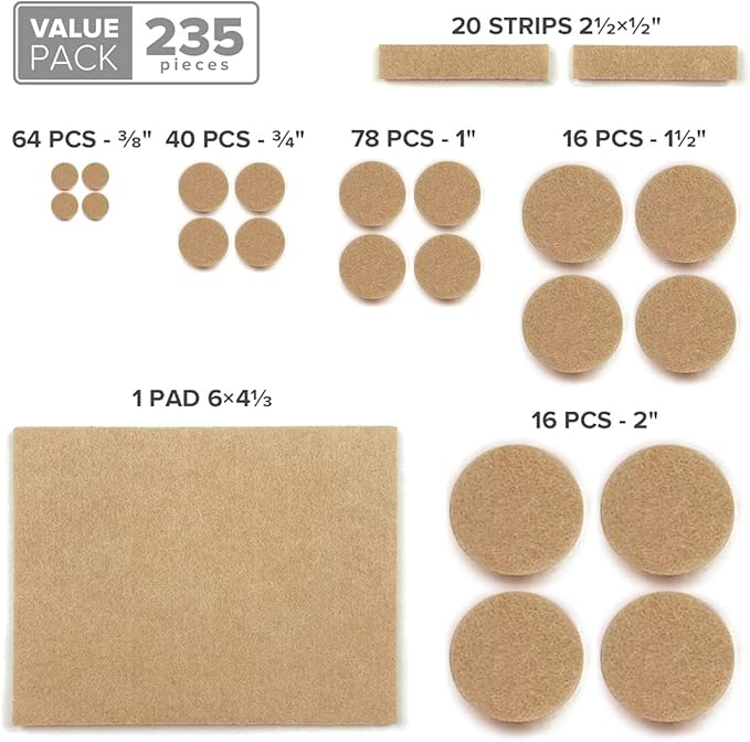 Felt Furniture Pads X-PROTECTOR 235 PCS Premium Furniture Pads - Image 5