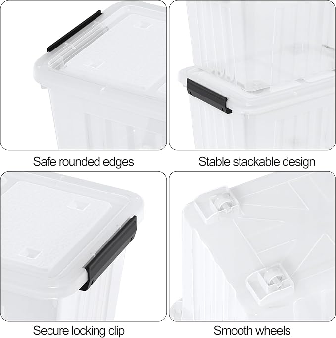 Zopnny 50 Quart 4 Pack Plastic Storage Container - Image 3