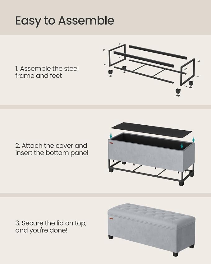 SONGMICS Velvet Storage Ottoman Bench, Foot Rest - Image 6