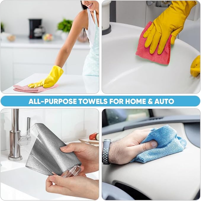 AIDEA Microfiber Cleaning Cloth Roll, 75PK Red, Reusable Paper Towels Tear Away - Image 5