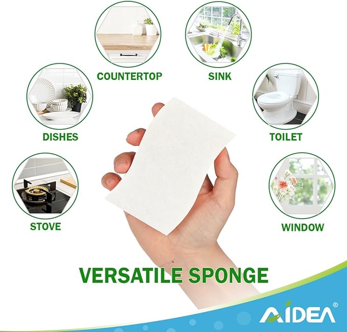 AIDEA Non-Scratch Scrub Sponge-6Count, Sponges Kitchen, Natural Sponge - Image 6