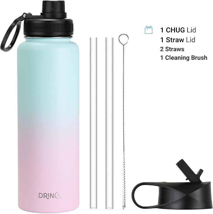 DRINCO Stainless Steel Water Bottle Spout Lid Vacuum Insulated Double Wall - Image 2