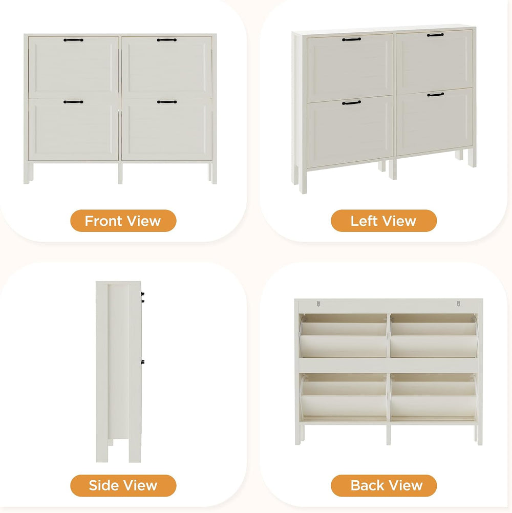 LOUVIXA Shoe Cabinet with 4 Flip Drawers, Narrow Shoe Storage Cabinet, Freest...