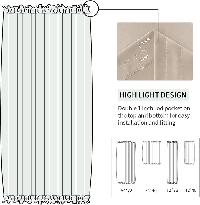 DWCN French Door Curtains – Rod Pocket Thermal Blackout Curtain - Image 3
