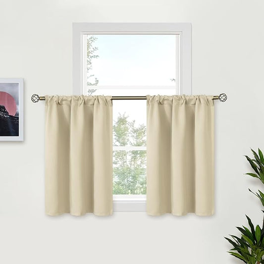 BGment Beige Curtains Kitchen Window Over Sink 36 Inches Length by BGment
