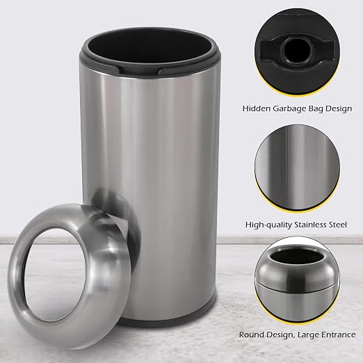 Dyna-Living Stainless Steel Trash Can Outdoor Large Garbage Can - Image 4