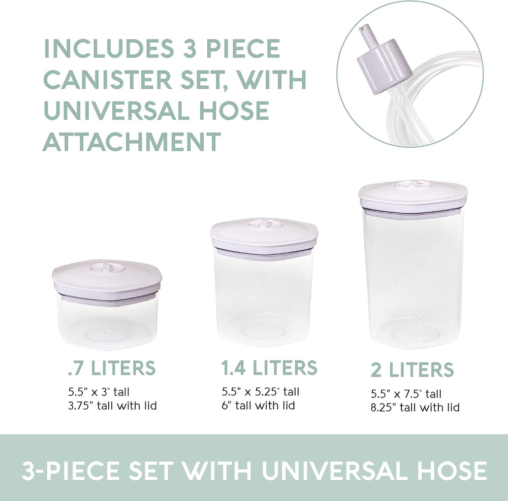 Avid Armor 3 Piece Vacuum Food Container Set for Home Kitchen with Accessory ...
