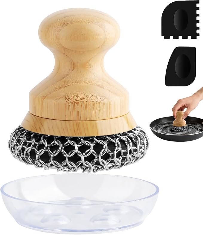 Cast Iron Scrubber and Scraper, Chain Mail Cleaner by BEEPTRUM