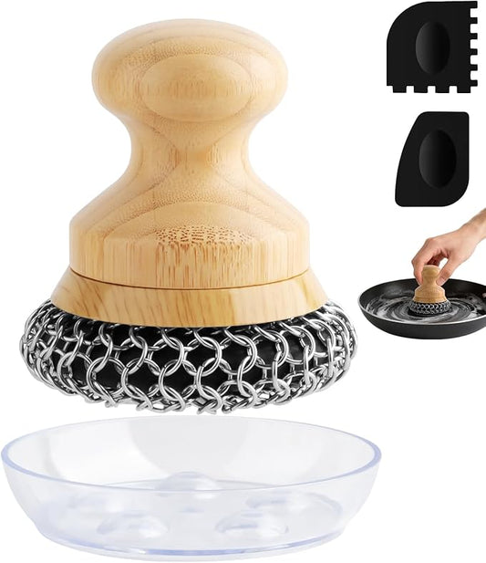 Cast Iron Scrubber and Scraper, Chain Mail Cleaner by BEEPTRUM