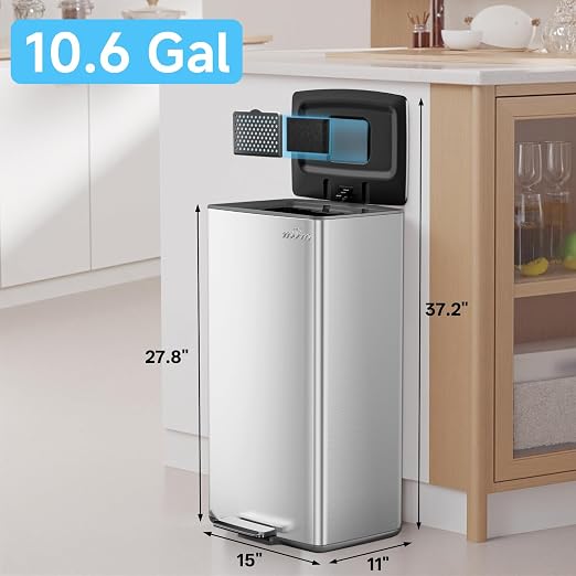 mVm 10.6 Gallon Heavy Duty Step Trash Can - Image 2