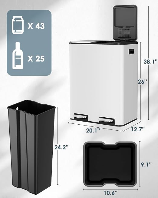 Arlopu 16Gal Dual Trash Can w/2 Built-in Box - Image 2