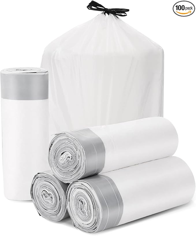 Trash Bags Drawstring Garbage Bags 8 Gallon Thickened Stretchy, Office and by Brandon-super