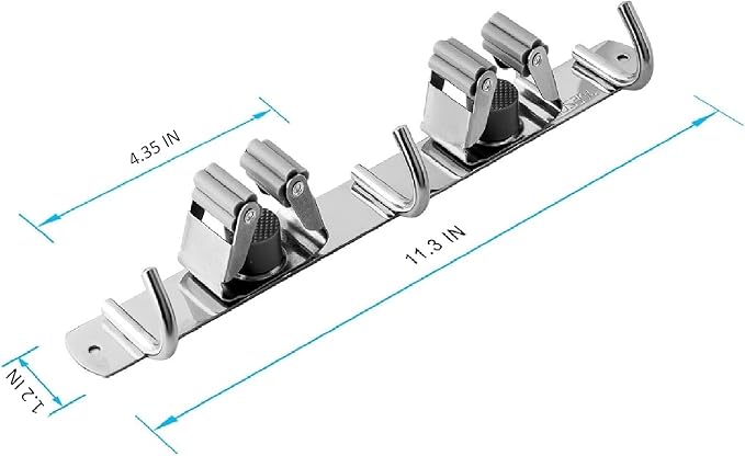 Broom and Mop Holder Wall Mounted, Broom Hanger Storage Rack, Stainless Steel - Image 3