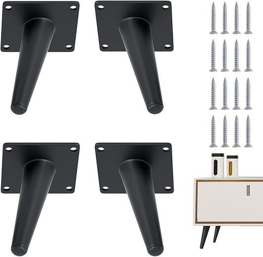 4PCS 4 Inch Matte Black Tapered Angled Legs by IURRDOP