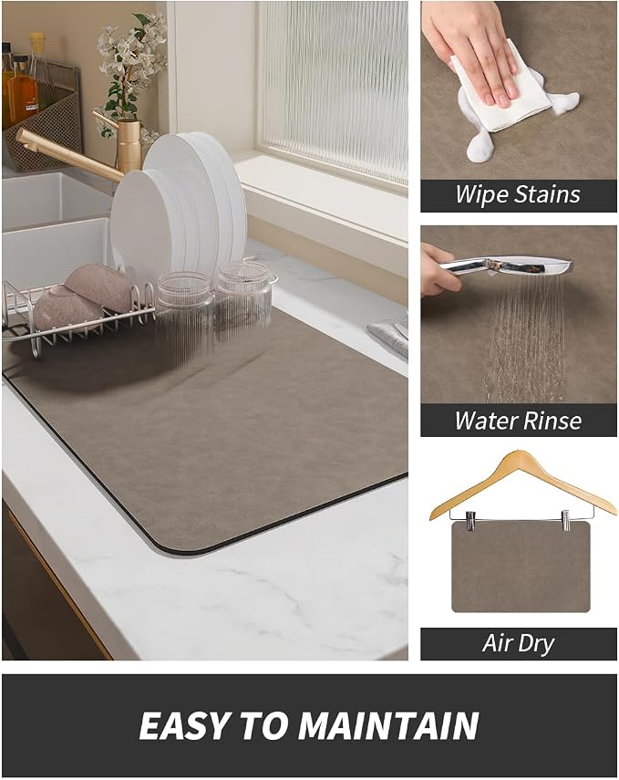 AMOAMI Coffee Mat Hide Stain Rubber Backed Absorbent Dish Drying Mat - Image 4