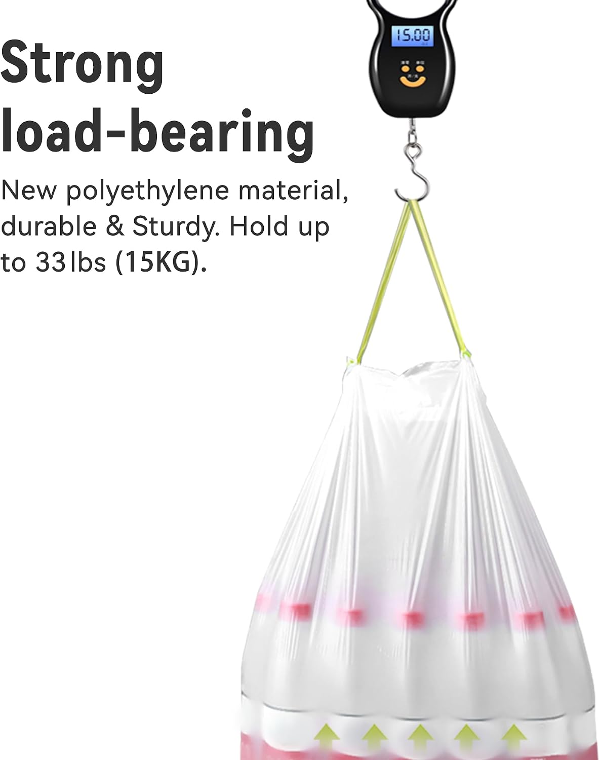 Ninestars Extra Strong White Trash Bags with Drawstring, Multiple Sizes 90 Count, Kitchen Drawstring trash bags 90 Trash Bags (21 gallon 90 ct)