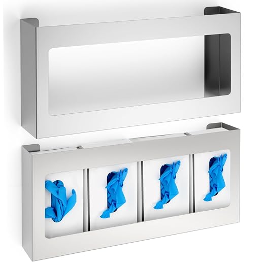 Blulu 2 Pack Glove Box Holder/Dispenser Stainless Steel Quad Wall Mounted Glove by Blulu
