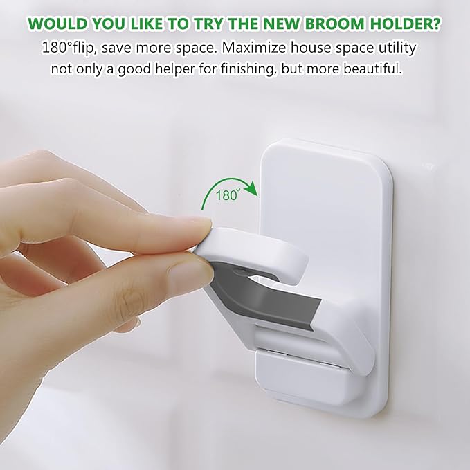 4pack Broom Holder Wall Mount Mop Holder Broom and Mop Gripper Self Adhesive No - Image 6