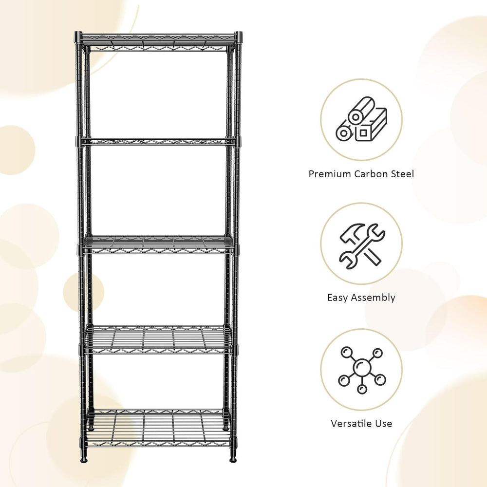 IZEUK 5-Tier Wire Shelving Unit, 24” Pantry Shelves Metal Storage Rack
