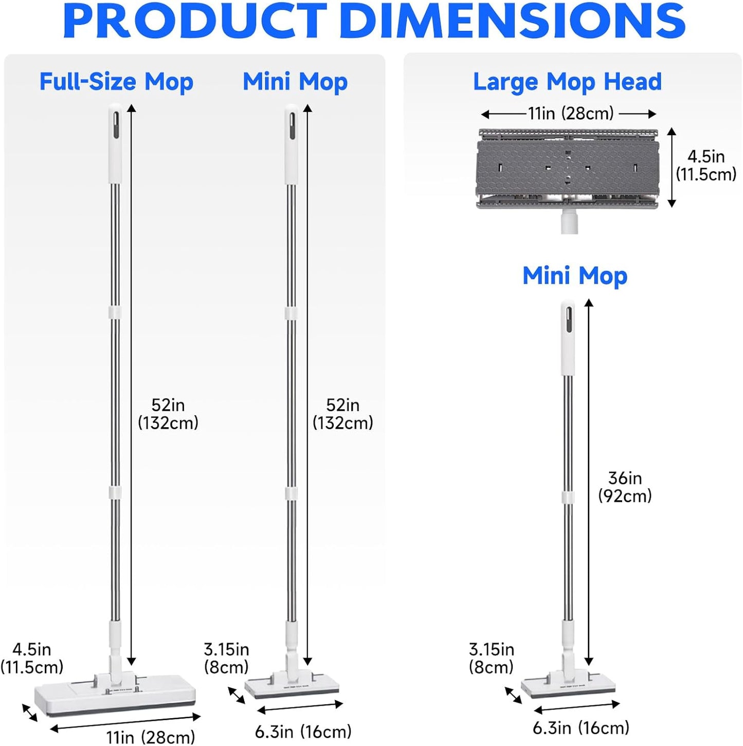 New 2-in-1 Push Clamp Lazy Mop – Hands Free Flat Mops, Quick Mopping & Sweeping, Compatible with Most Pads, Adjustable Handle, Perfect for Homes with Kids & Pets, 10 Dust Cloths(Large Flat Mop)