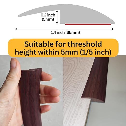 1/5 inch Height Floor Transition Strip, Self Adhesive Carpet Wood Tile Vinyl - Image 3
