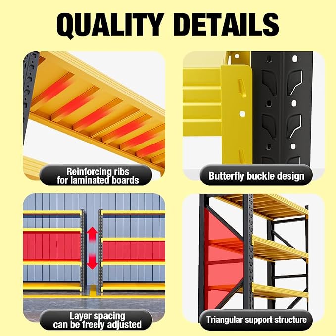 Storage Shelves Heavy Duty, Metal Garage Shelving Units, 4 Tier Storage Rack - Image 4