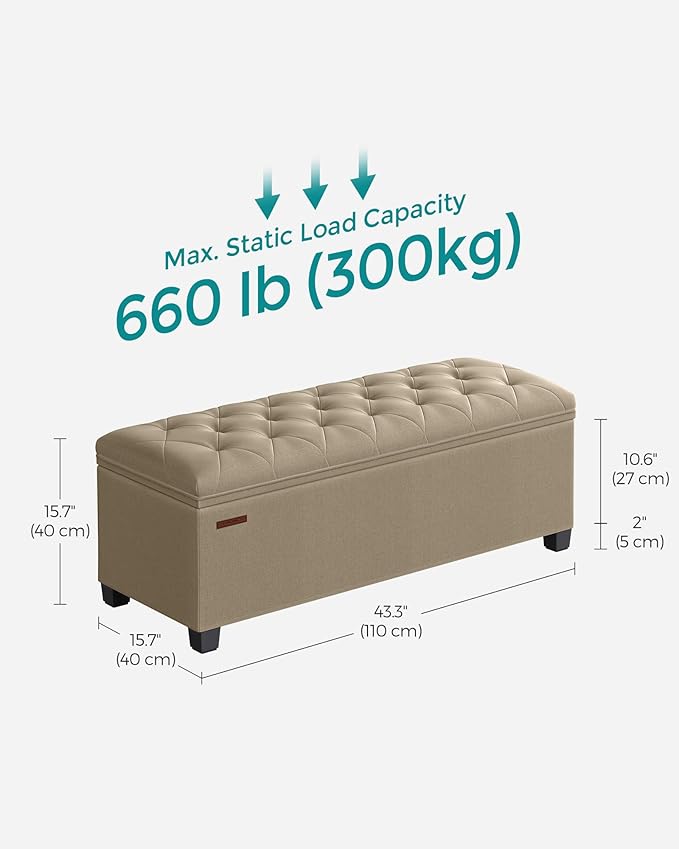 SONGMICS Storage Ottoman Bench, Foot Rest - Image 2