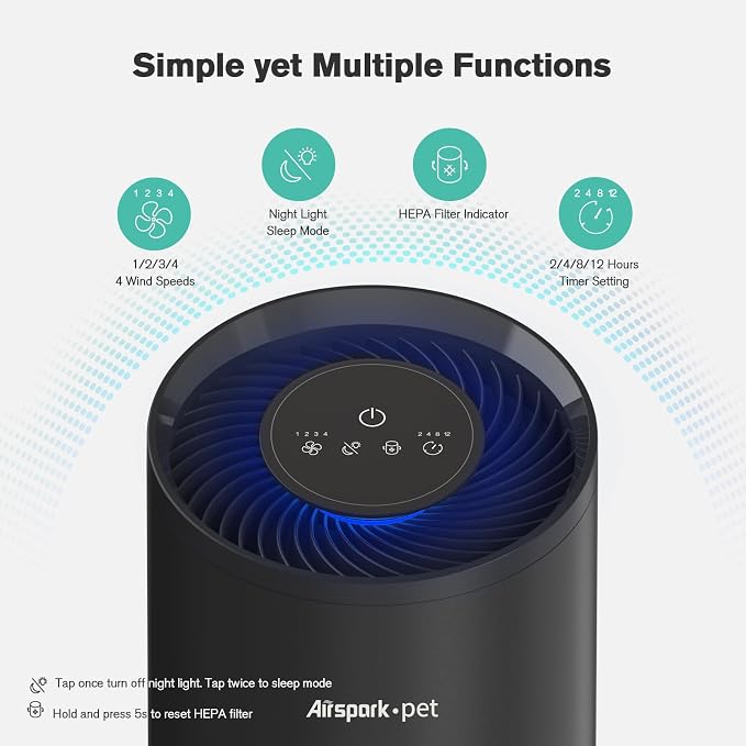 Pet Air Purifiers for Home Pets in Bedroom and Large room. Washable Pet - Image 9