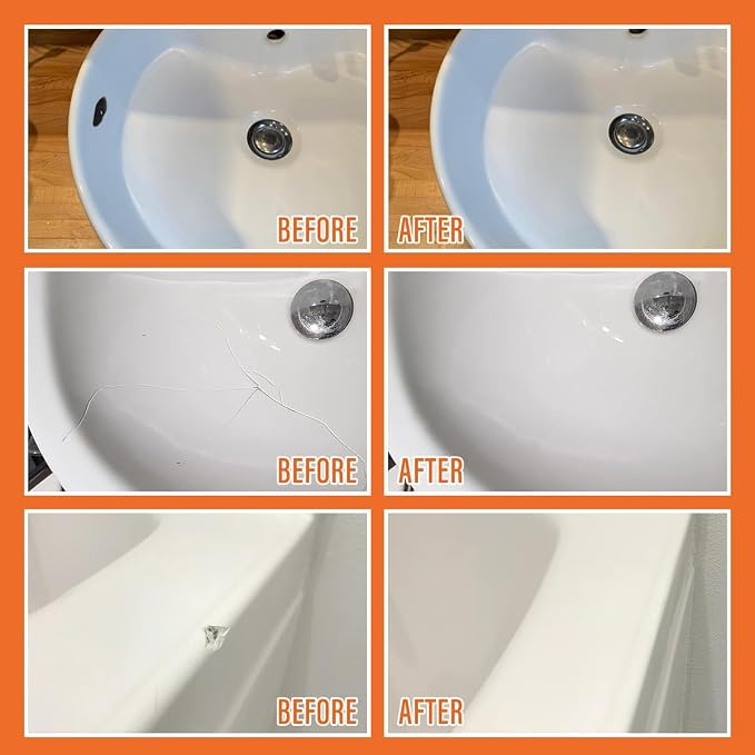 Porcelain Repair Kit White, Sink & Tub Repair Kit to Quickly Fix Tub Chips and - Image 5