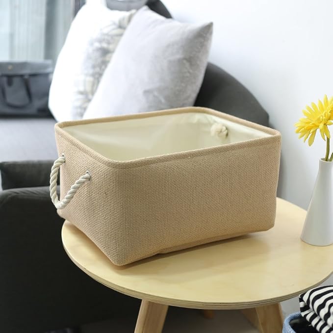 TheWarmHome Decorative Basket Rectangular Fabric Storage Bin Organizer Basket - Image 3