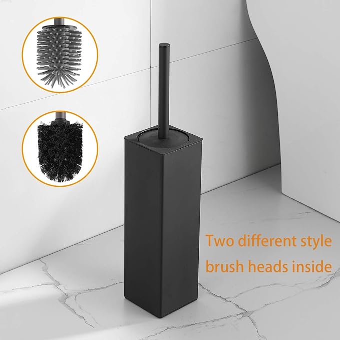 BGL Toilet Brush and Holder Set, Matte Black Freestanding - Image 2
