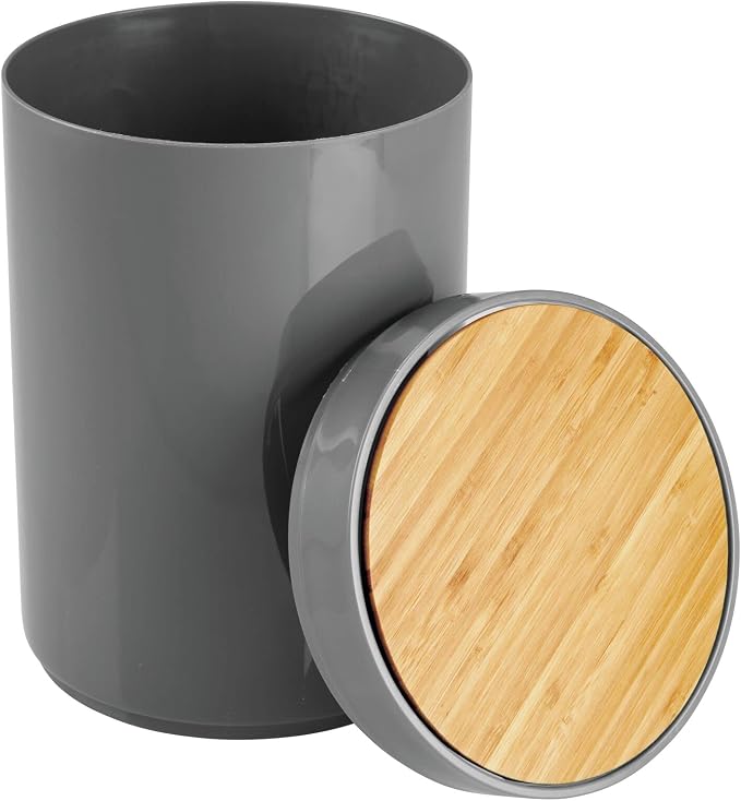 mDesign Plastic Round Trash Can Small Wastebasket - Image 6